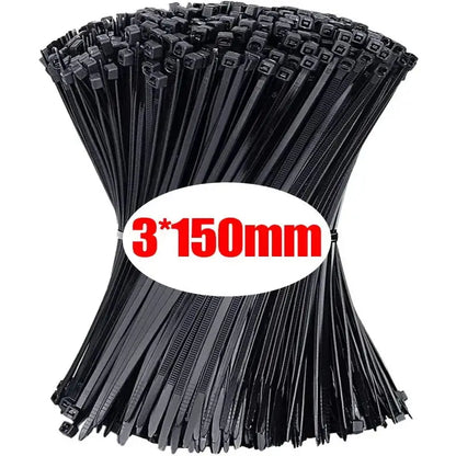 1000/100Pcs Nylon Cable Ties Self-locking Cord Ties Straps Adjustable Cables Fastening Loop Home Office Wire Zip Ties