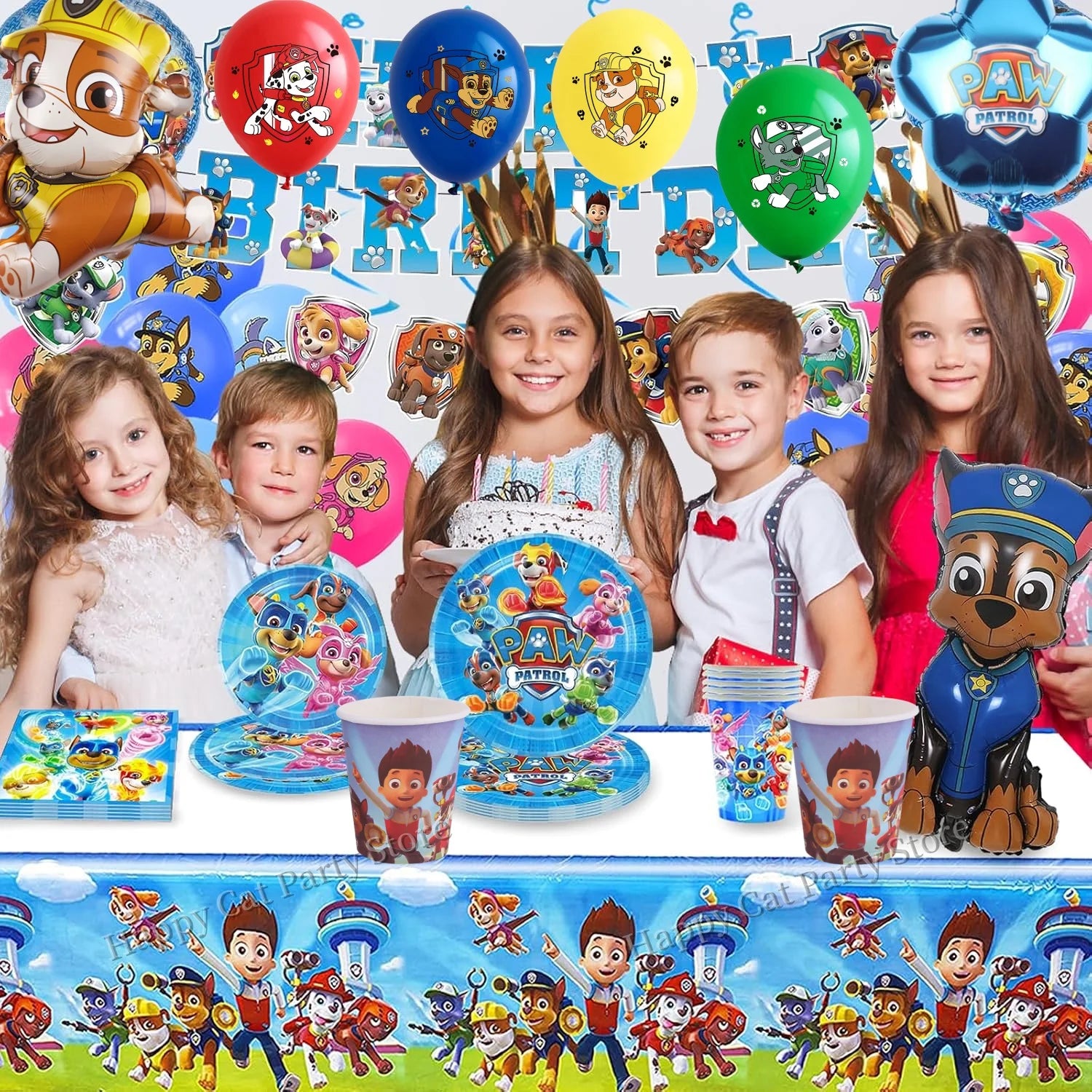 PAW Patrol Birthday Party Decor Tableware Tablecloth Plates Cup Balloons Baby Shower PAW Patrol Party Supplies Kids Favors Gi