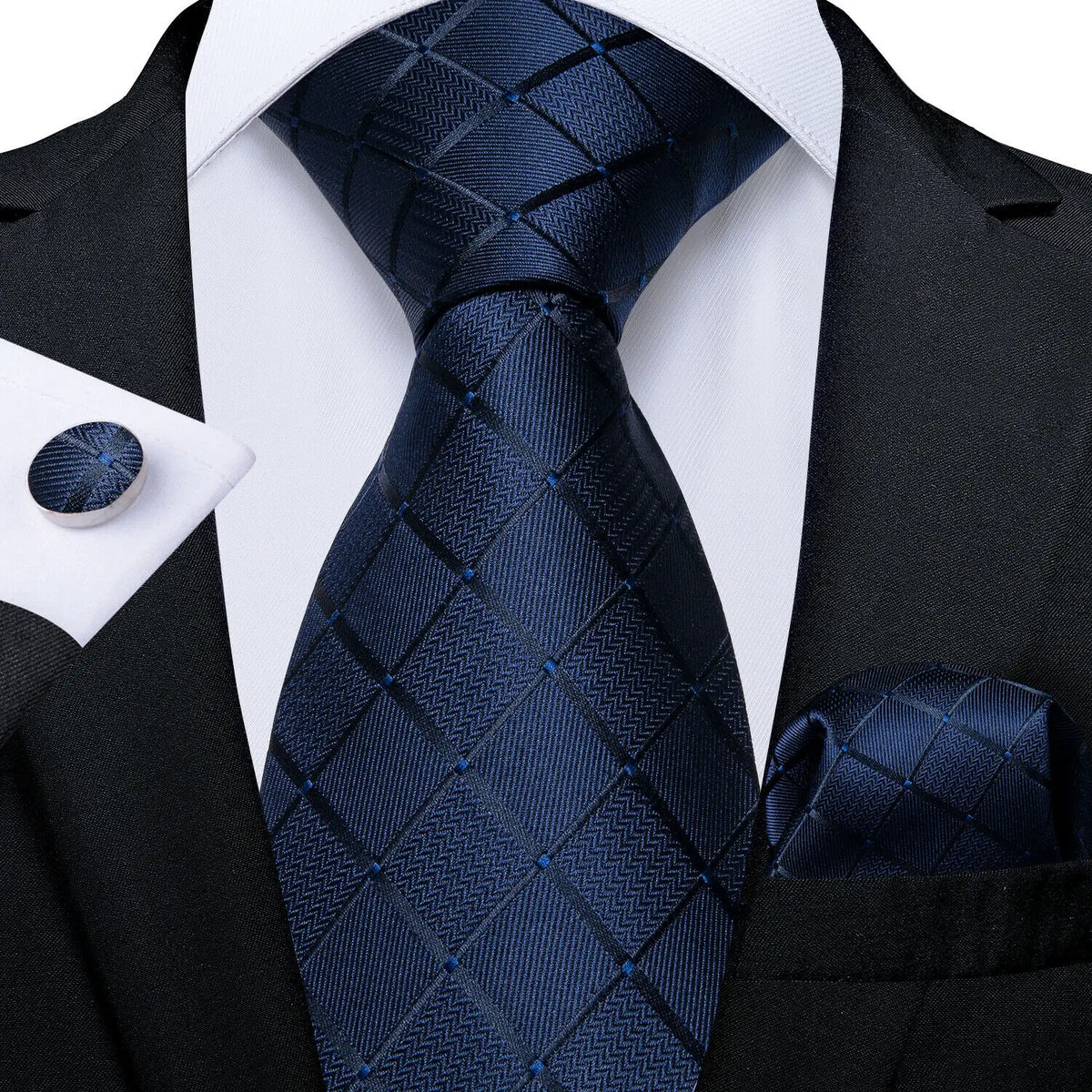 Men Tie Gold Navy Blue Striped Tie Barry.Wang 3.4" Jacquard Party Wedding Woven Fashion Designers Necktie For Men silk Busine