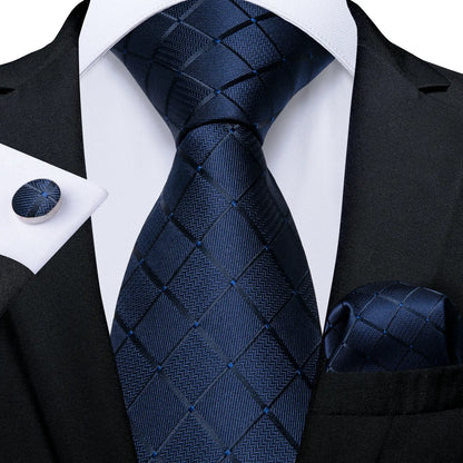 Men Tie Gold Navy Blue Striped Tie Barry.Wang 3.4" Jacquard Party Wedding Woven Fashion Designers Necktie For Men silk Busine