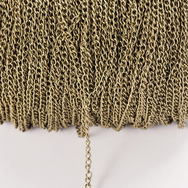 2 Meter Flat 2.5/3.5/4.5mm Extension Thin Chain Metal Chain DIY Necklace Body Chain Jewelry Making Chain Accessories - Antiqu