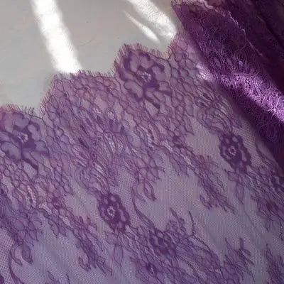 3M long eyelash lace trim traditional wedding lace fabric white red violet Table Cloth DIY Crafts - violet