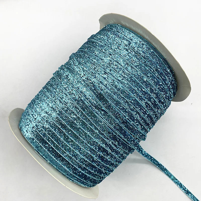 New 6mm Glitter Velvet Ribbon No Elastic Single Face Ribbon Headband Clips Bow Decoration - 17