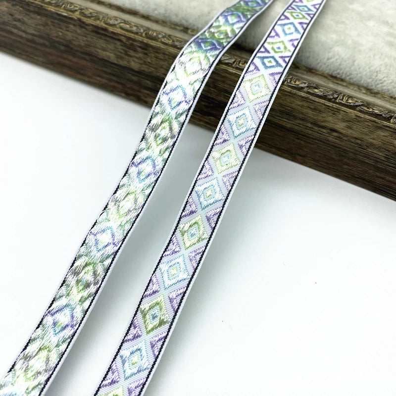 2 yards/lot 13mm Vintage Ethnic Embroidery Ribbon Lace Trim DIY Clothes Bag Accessories Embroidered Fabric - 17