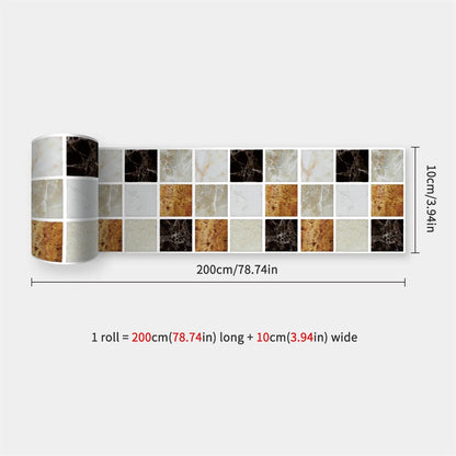 Mosaic Bathroom Waist Line Wall Stickers Waterproof Peel & Stick Art Backsplash Kitchen Office Skirting Line Decor Wallpaper 