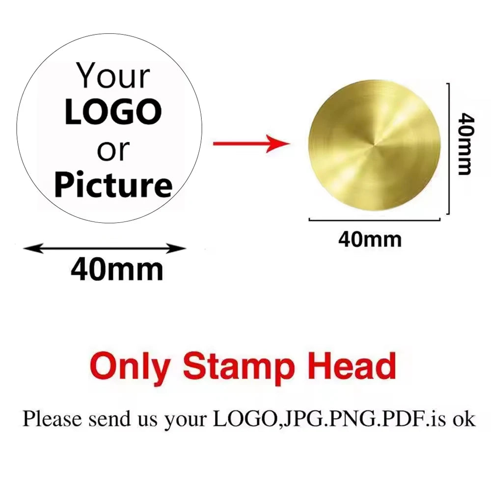 Custom Brass Wax Seal Stamp Personalized LOGO 25/30/40/50mm Round/Square Wax Sealing Head For Wedding Invitation Card Decor S