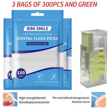 (Affordable) 50/100/300 PCS-RIMI Smile Floss - Comes with Automatic Floss Box - Convenient to Carry When Going Out - 300PCS A