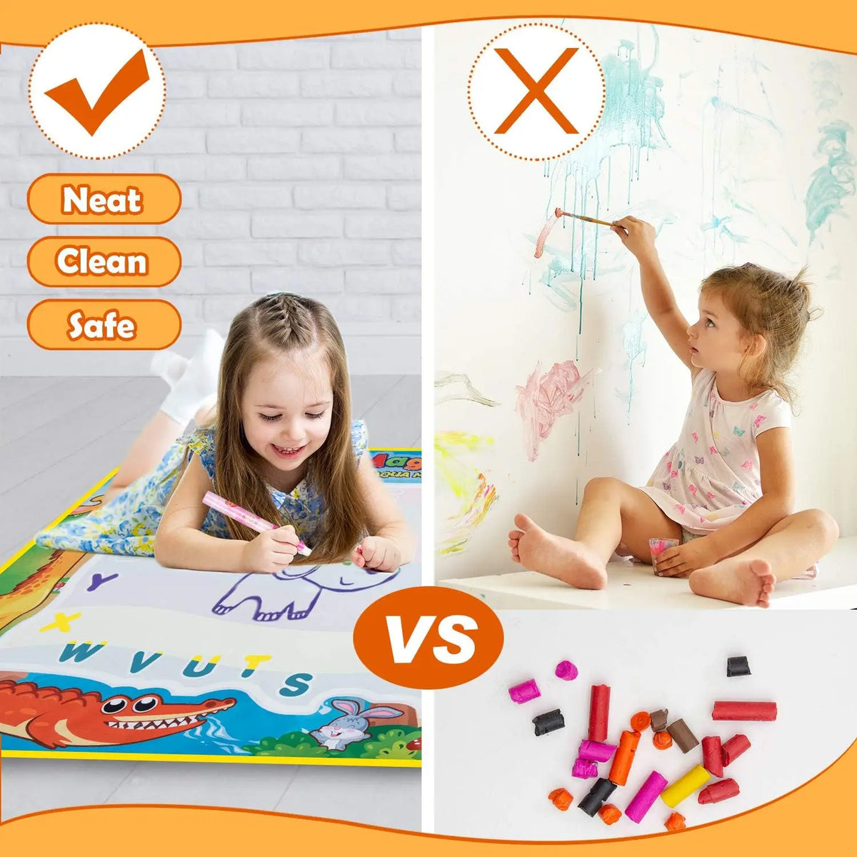 Magic Water Drawing Mat Reusable Doodle Painting Board with Pens Montessori Educational Toys for Kids Halloween Christmas Gif