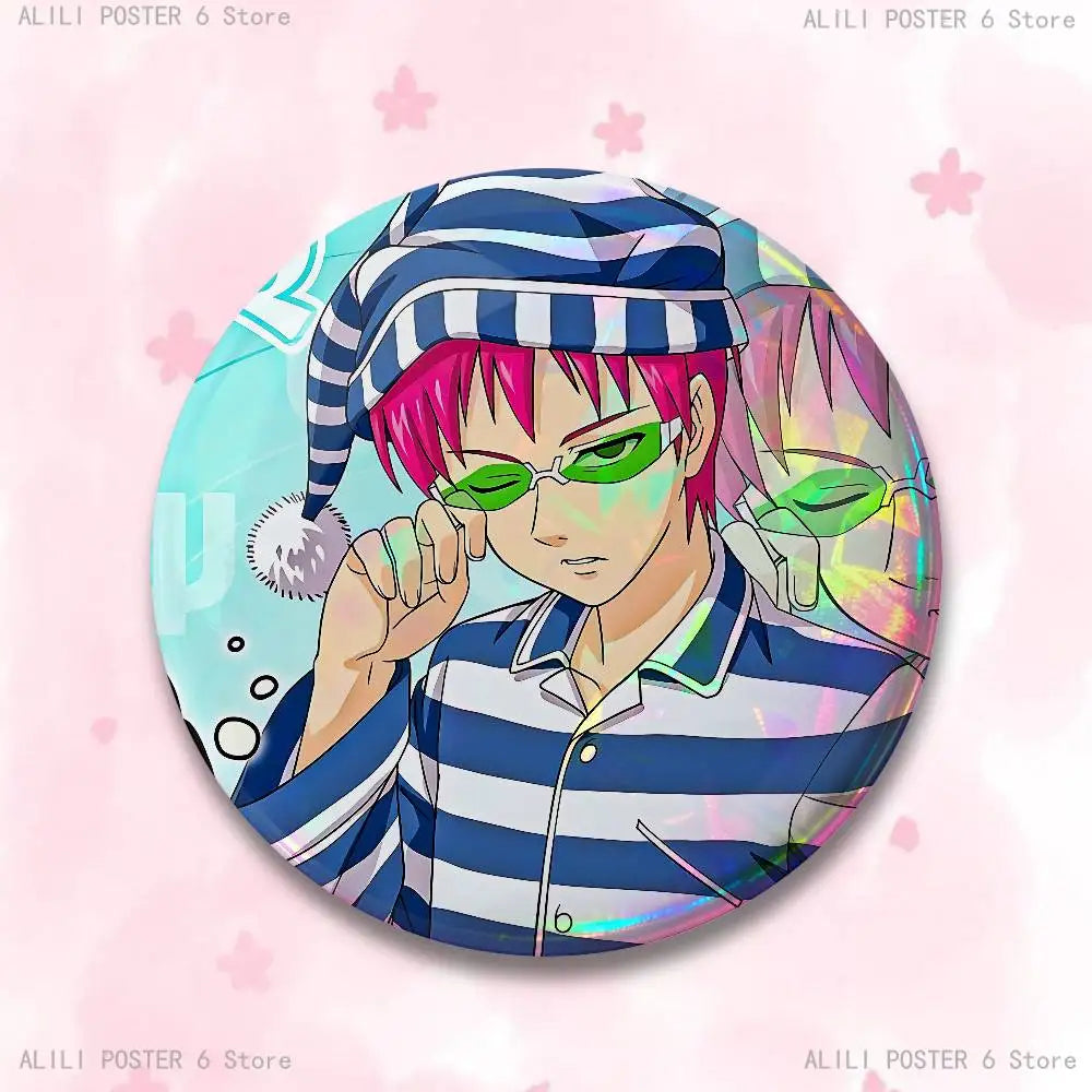 S-Saiki K D-Disastrous L-Life Badges 25 32 44 58 75 mm Round Cosplay Pin Bag Decor Fans Collect Friends Gifts Brooch Souvenir