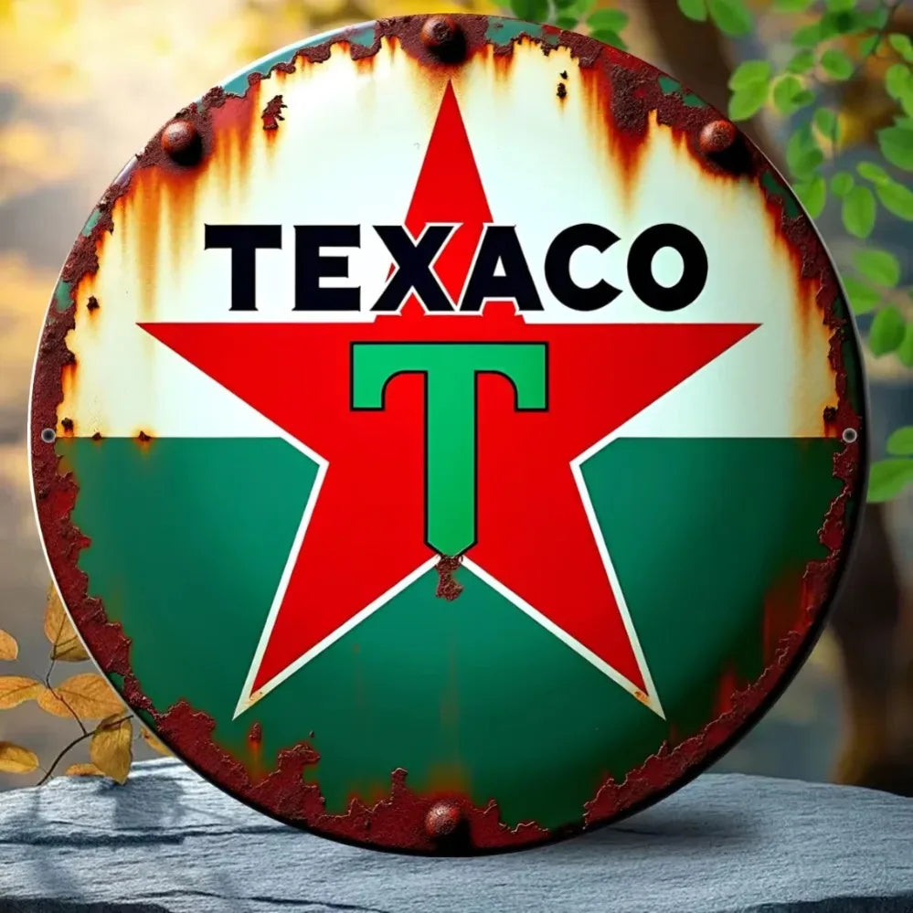 Charming and Striking Texaco Star Vintage Metal Art: A Must - Have for Decorating Homes, Offices, and Rooms with a Vintage Fl