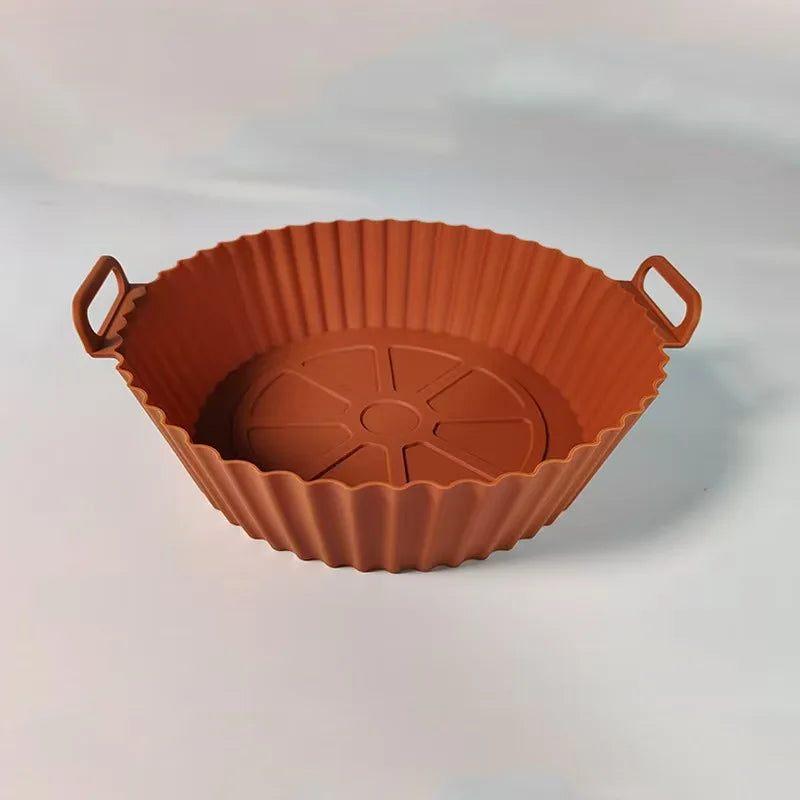 Silicone Air Fryer Liner, Reusable Round Liners for Tower,BPA-Free Non-Stick Silicone Air Fryer Accessories - Brown