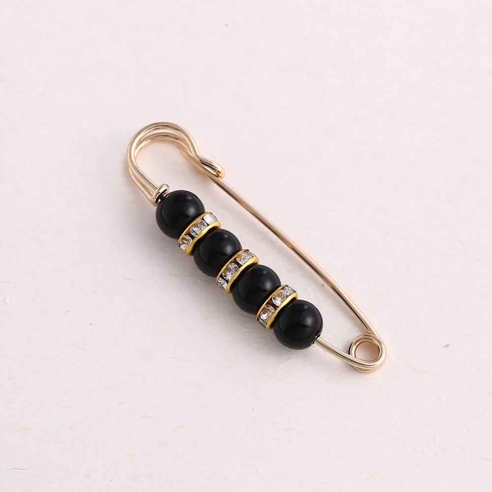 Women New Cute Imitation Pearl Rhinestone Brooch Anti-lighting Skirt Waist Pin Fashion Jewelry Accessories Gifts - 5.5CM 2203