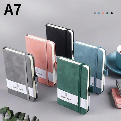 1pc A7 Pocket Notebook Journals, Small Notepad Notebooks For Note Taking.A7 Mini Note Pads With Pen Holder. 200 Pages noteboo