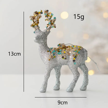 Christmas Supplies 2024 Christmas Pendant Tree Decorative Pendant Pink Flocked Deer Ornament New Year'S Decor новогодний деко