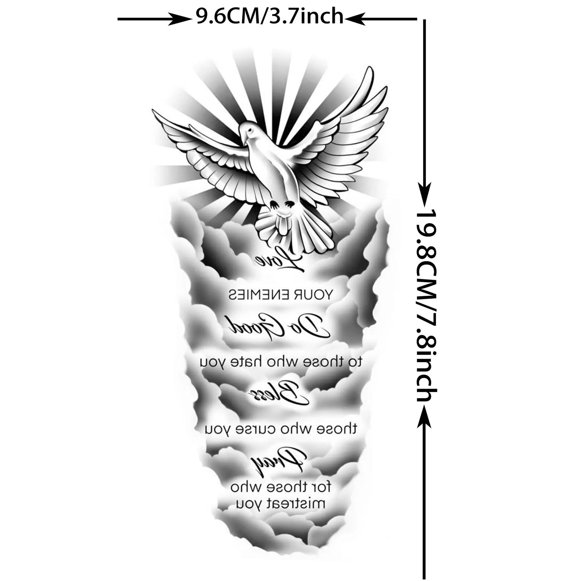 1 Sheet Bless Belief Faith Engraved Temporary Tattoos Family Love Tatoos Waterproof Realistic Fake Tattoo Stickers Long Lasti