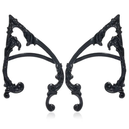 Gothic Elf Ear Clips Piercing Cartilage Climber Retro Clip Earring Punk Hip Hop Jewelry Accessories - black-1 Pair