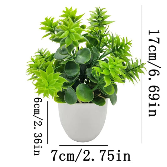 Potted Bonsai Plant Plastic Desktop Decor For Home And Office