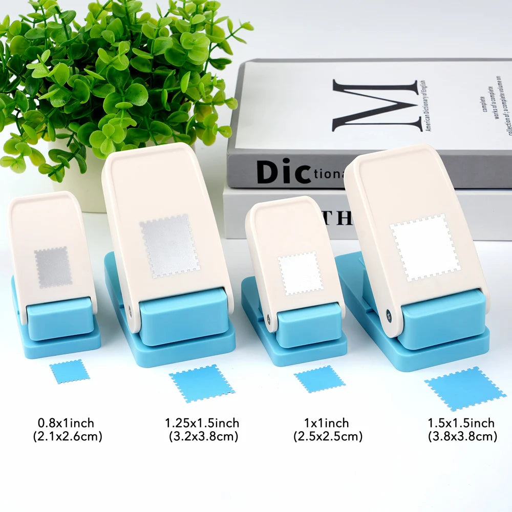 4 size Rectangular Postage Stamp Punch Ware Rectangle Craft Lever Punch Handmade Paper Punch for Crafting Scrapbooking Cards,