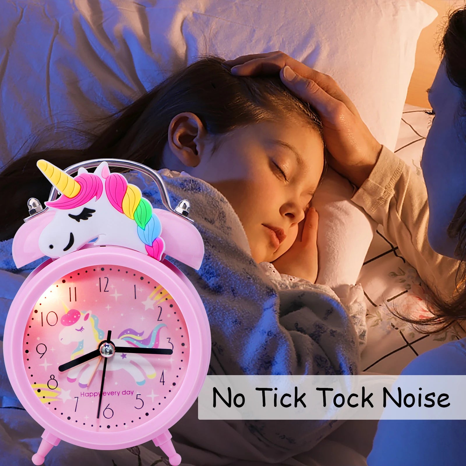 Pink Unicorn Kids Alarm Clock Double Bell Clock with Backlight Cute Desk Clock Home Decoration Будильник Kid Gifts Reveil Enf