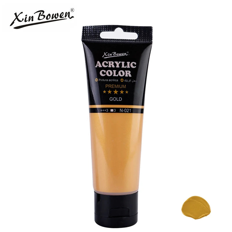 75ml Acrylic Paint for Wall Art Student DIY Graffiti Shoes Waterproof Sun Resistant Textile Painting Materials - Gold
