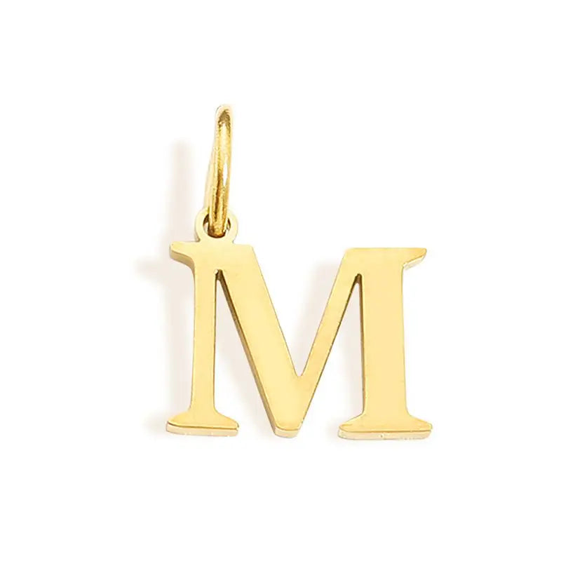 26 Letter Alphabet Initial 10mm Charm Pendant Jewelry Gold Stainless Steel Simple PVD Plated DIY Necklace Bracelet Jewelry - 