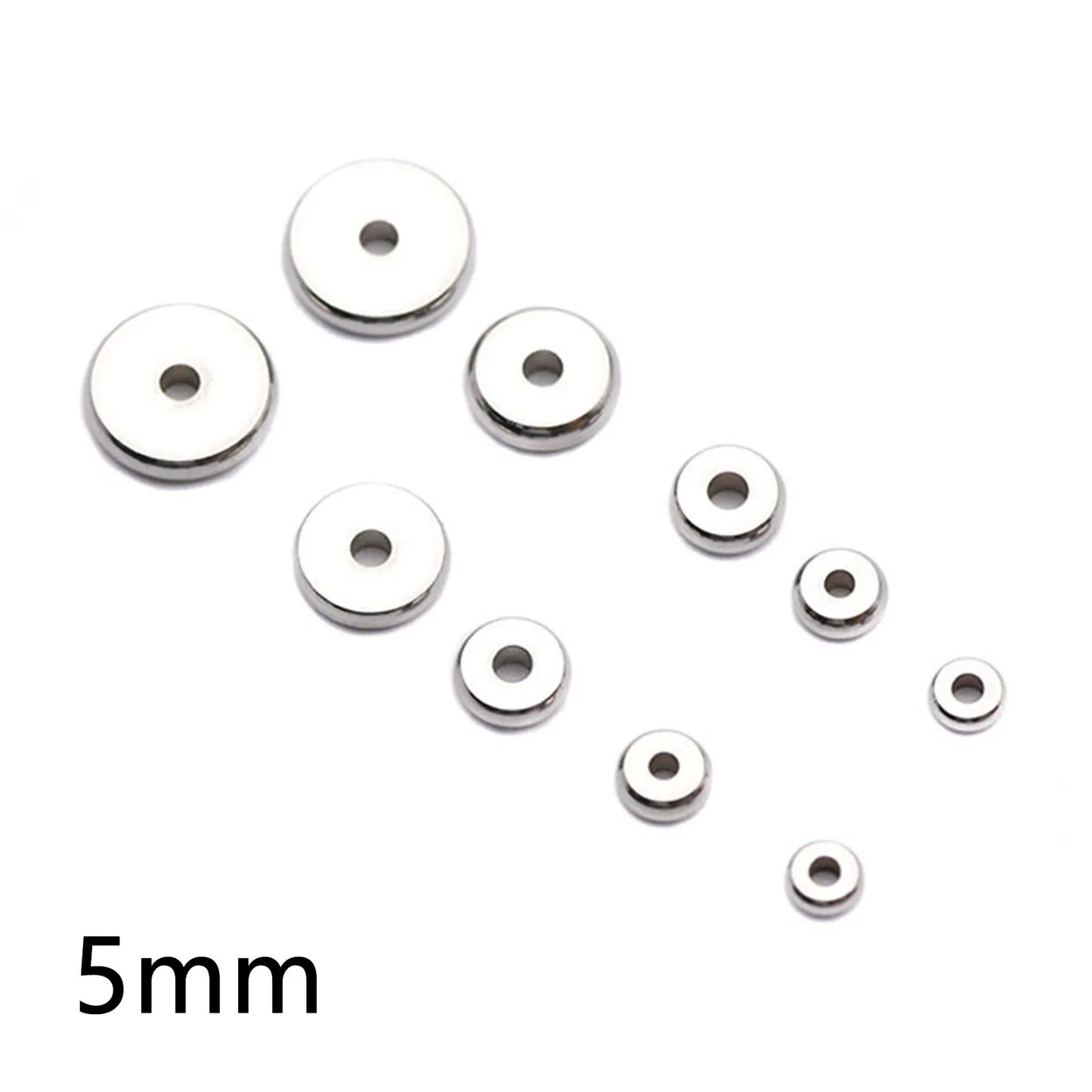 20/50PCs 304 Stainless Steel Flat Round Spacer Beads Separators Beads For Jewelry Making Metal Gold/Silver Color Diy Accessor