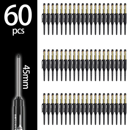 4-60Pcs 45mm Long Nib Head Carpenter Pen Deep Hole Marker Pens Black/Blue/Red/White for Measuring Woodworking Hand Tools - Bl