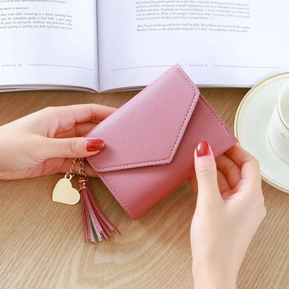 Fashion Short Women Wallets PU Leather Women Luxury Tassels Wallet Hasp Small Wallet Trend Coin Purse Ladies Card Holder Pouc