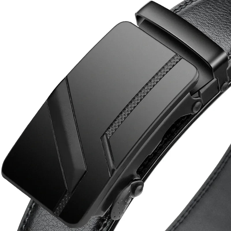 Men's Belt 110cm 120cm 130cm Luxury Belt, Black Men's Automatic Buckle Jeans Men's Belt Suit Belt