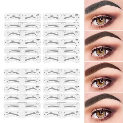 Reusable Eyebrow Stencil Set Soft Ruler Brow Definer Eye Brow Drawing Guide Styling Shaping Grooming Template Card Makeup Too