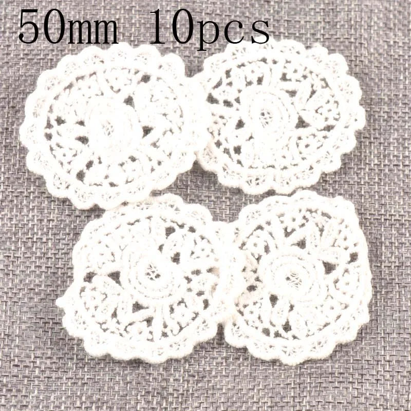 Flower White Lace Applique Mesh Trim For Sew On Guipure Fabric Wedding Supplies Home Decoration - 50mm 10pcs