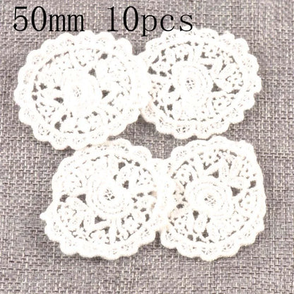 Flower White Lace Applique Mesh Trim For Sew On Guipure Fabric Wedding Supplies Home Decoration - 50mm 10pcs