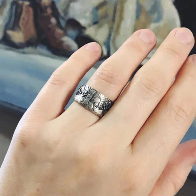 Vintage Ring Men Women Ring for Couples Emo Grunge Jewelry Party Gifts Men's Trendy Minimalist Ring Fairy Tale
