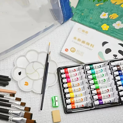 Gouache Paint Set - Artist Grade 12/18/24 Colors, Liquid Water-Based Pigments in 5ml Tubes for Canvas, Wood & Craft Painting 