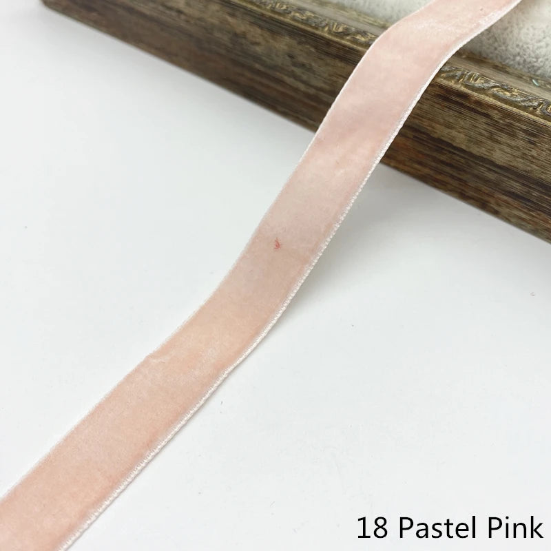 6-38mm Velvet Ribbon Wedding Party Decoration Handmade Gift Wrapping Hair Bowknot DIY Christmas #RoLi03 - 18 Pastel Pink / 15