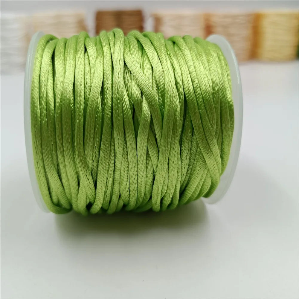 2mm Colorful Rattail Satin Cord Thread Chinese Knot Macrame Bracelet Braided String DIY Tassels Beading Thread 10-225meters -