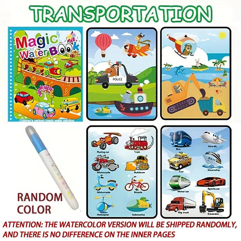 Magical Book Water Drawing Montessori Toys Reusable Coloring Book Magic Water Drawing Book Sensory Early Education for Childr