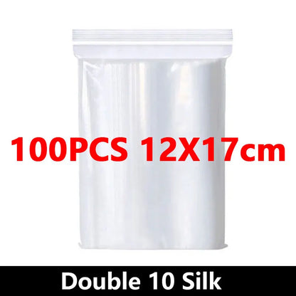 100Pcs Thicken Zipper Sealed Bags Clear Plastic Storage Bag for Small Jewelry Food Packing Reclosable Ziplock Sealing Bags - 