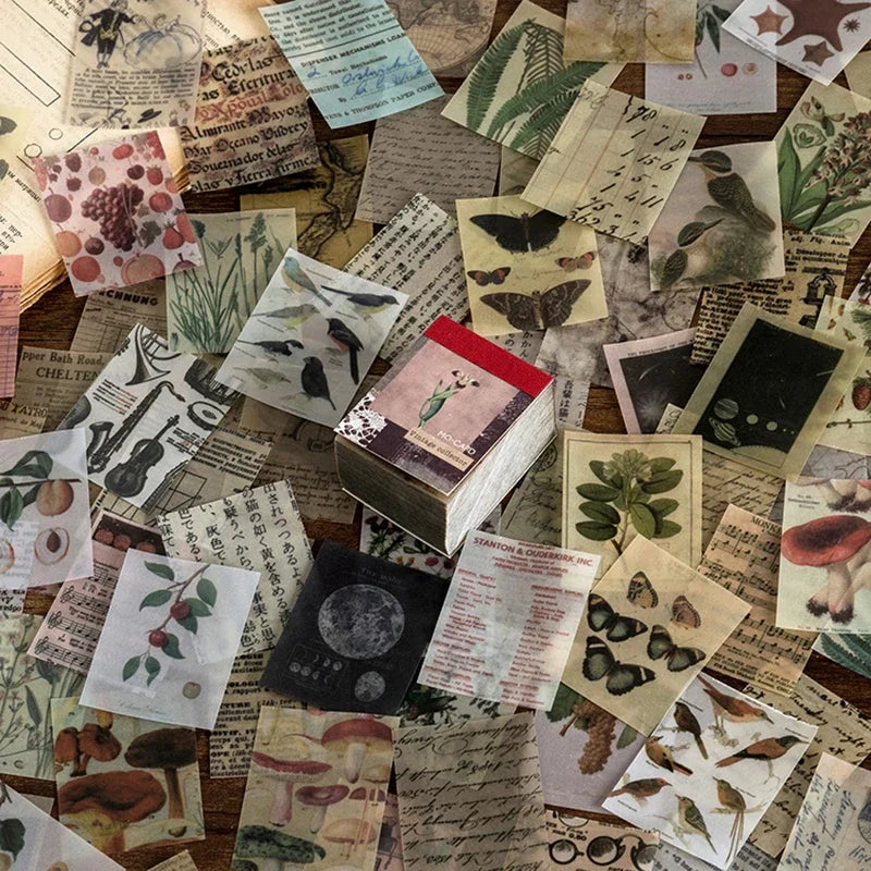 366pcs Scrapbook Paper Craft Vintage Scrapbooking Paper Art Junk Journal Supplies Deco Sticker Natural Collection Material Pa