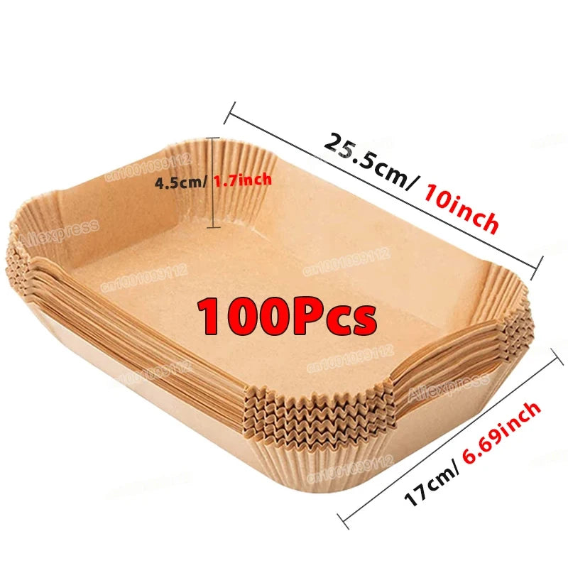 50/100Pcs Air Fryer Disposable Paper Non-Stick Airfryer Baking Papers Round Air-Fryer Paper Liners Paper Kitchen Accessories 