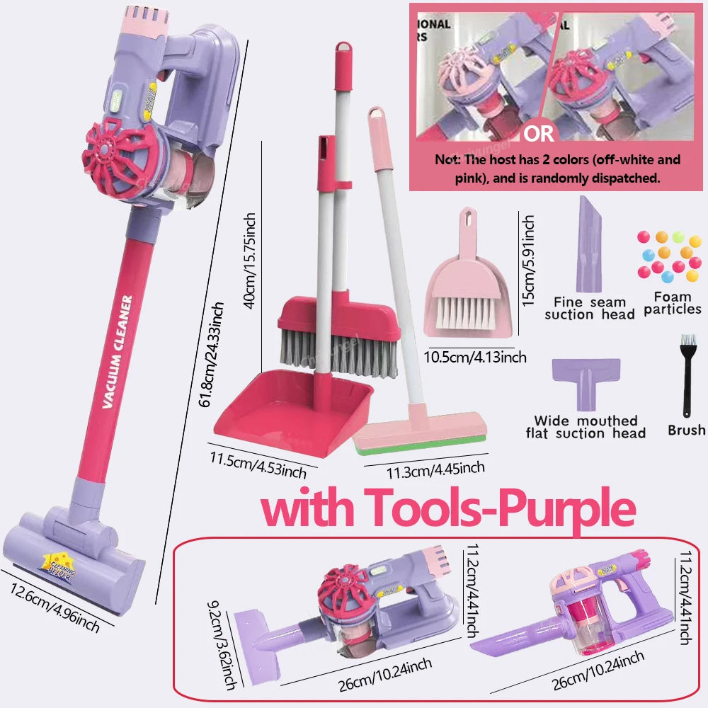 Kids Simulation Electric Vacuum Cleaner Toy Set Housekeeping Role Play Educational Toys for Toddlers Perfect Gift for Girls B