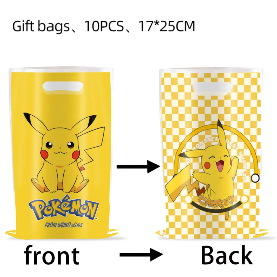 Decoration Pokemon Birthday Party Hats Pikachu Disposable Tableware Tablecloth Cup Plate Napkin Baby Shower Party Favors Poke