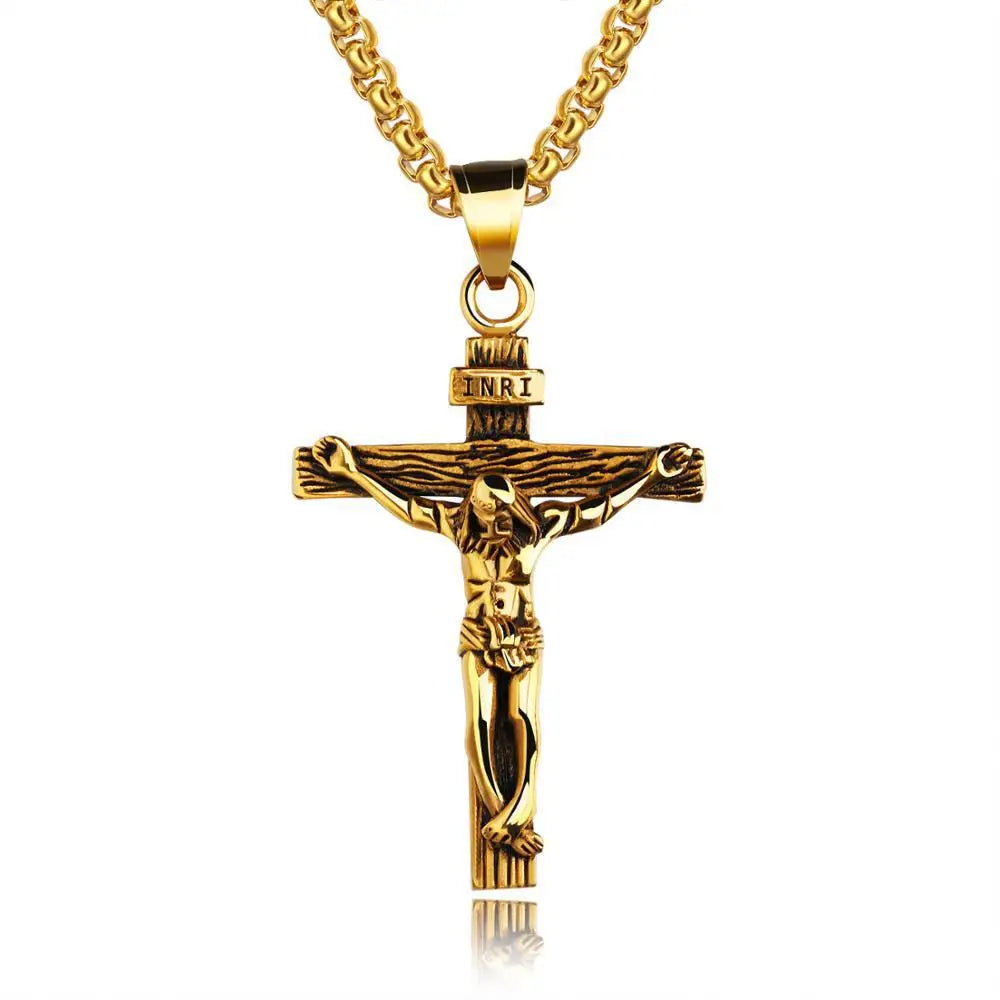 Premium Cross Necklace for Women 18k Gold Plated Trendy Gold Cross Pendant Chain for Girls Crucifix Necklace for Women Girls 