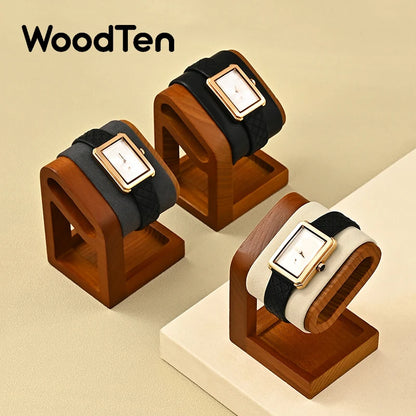 WoodTen Solid Wood Watches Display Stands Base Watch Necklace Bracelet Organizer Rack Bangle Scrunchie Headband Showcase Stan