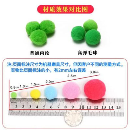 Pompoms 8/10/15/20/25/30mm Soft Pompons Colorful Fluffy Plush Craft DIY Pom Pom Fur Ball Pon Pon Home Decoration Kids Toys 10