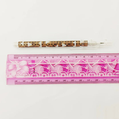 6 unsharpened mosaic pencils: 9-section break-resistant barrel + colorful pixel grip - retractable ink tip, smooth writing