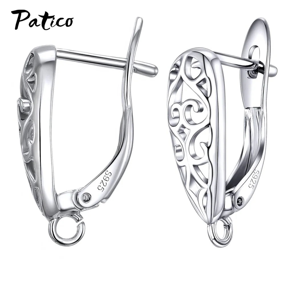 New Design Hollow Hook Earrings DIY Earrings Clasps Hooks For Woman Handmade 925 Sterling Silver Jewelry Making Accessories -