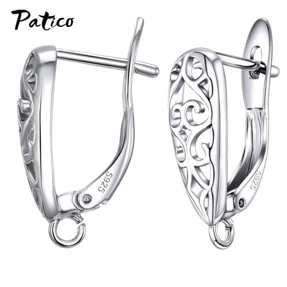 New Design Hollow Hook Earrings DIY Earrings Clasps Hooks For Woman Handmade 925 Sterling Silver Jewelry Making Accessories -