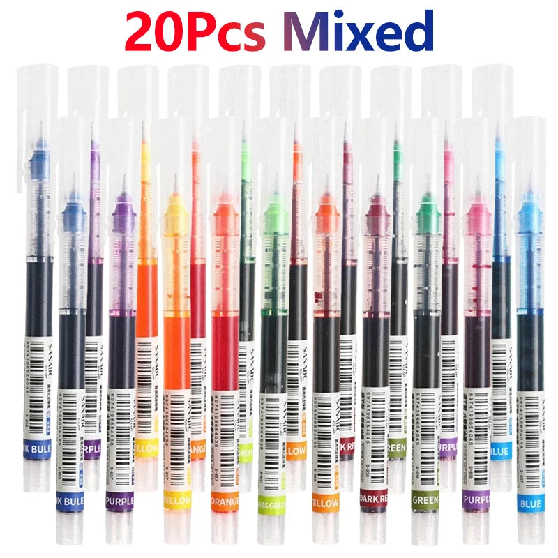 1-20Pcs Needle Type Gel Ink Pens Black/Blue/Red 0.5mm Liquid Ballpoint Pen Students Stationery School Office Writing Tool - 2