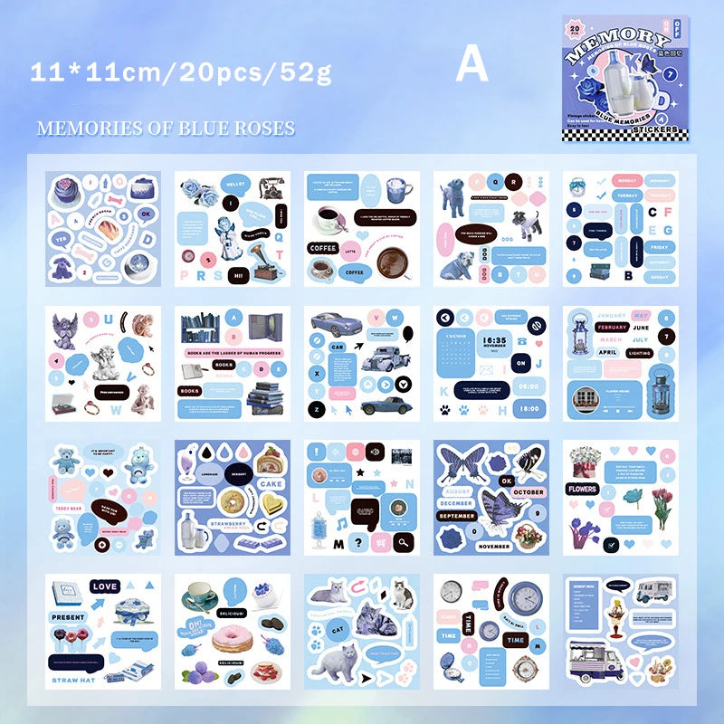Journamm 20 Pcs Cartoon Collage Sticker Book DIY Scrapbooking Collage Junk Journal Vintage Decor Stationery Suppliesjavascrip